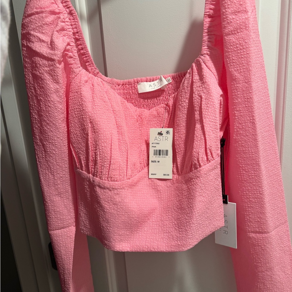 ASTR Women's Pink Textured Top